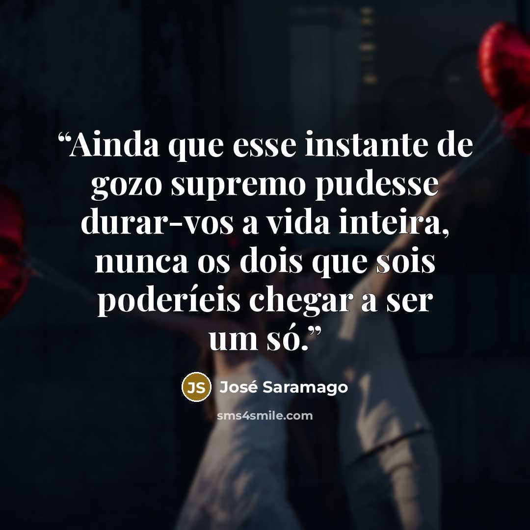 “Ainda que esse instante de gozo supremo pudesse durar-vos a vida inteira, nunca os dois que sois poderíeis chegar a ser um só.” quote by José Saramago