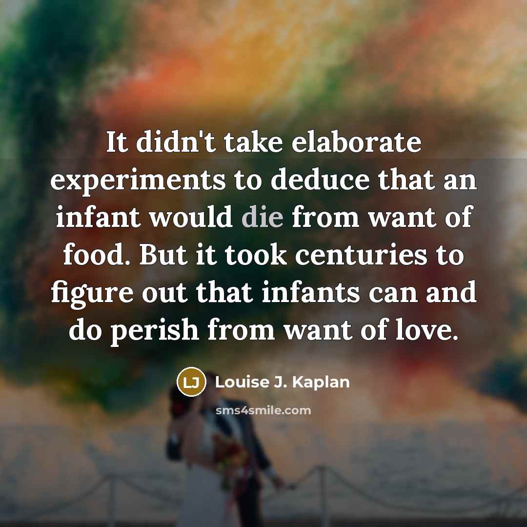 “It didn't take elaborate experiments to deduce that an infant…” quote by Louise J. Kaplan