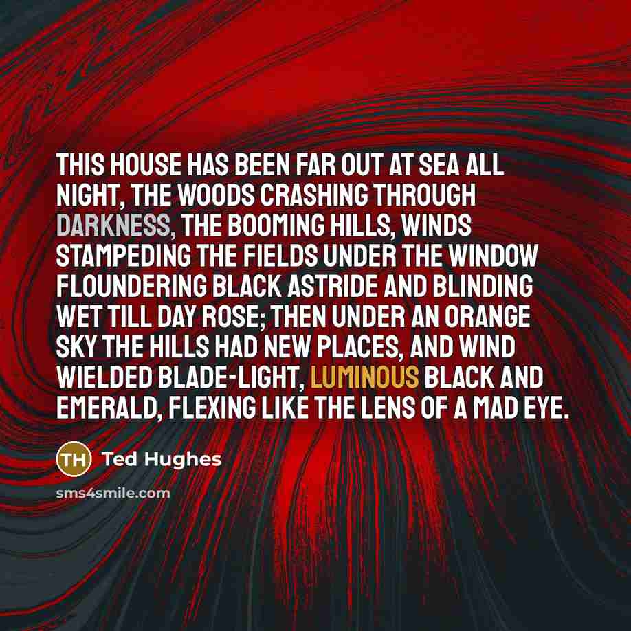 “This house has been far out at sea all night,…” quote by Ted Hughes
