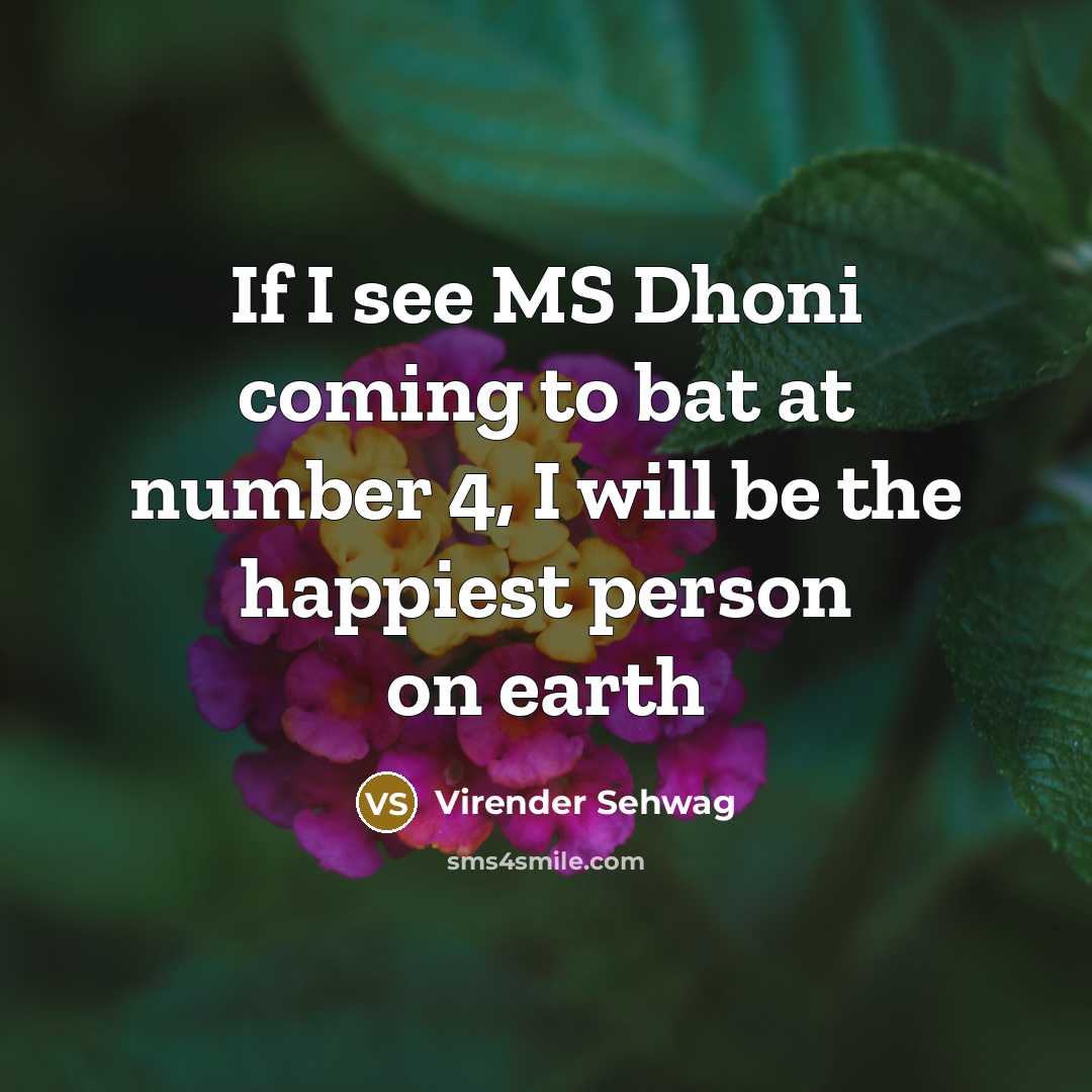 “If I see MS Dhoni coming to bat at number…” quote by Virender Sehwag