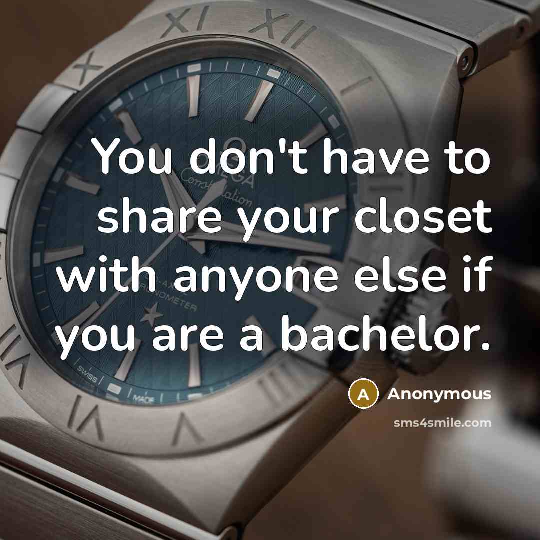 “You don't have to share your closet with anyone else if you are a bachelor.” quote by Anonymous