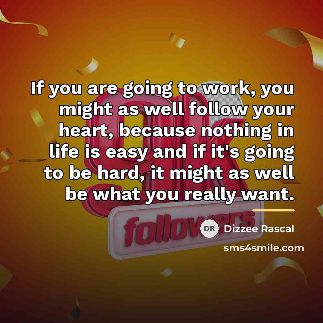 “If you are going to work, you might as well…” quote by Dizzee Rascal