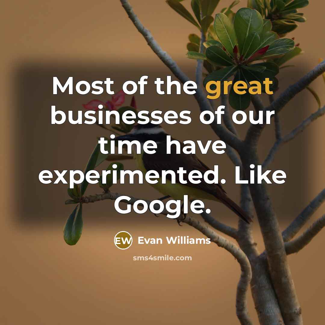 “Most of the great businesses of our time have experimented.…” quote by Evan Williams