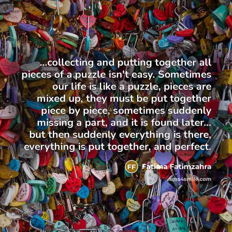“...collecting and putting together all pieces of a puzzle isn't…” quote by Fatima Fatimzahra