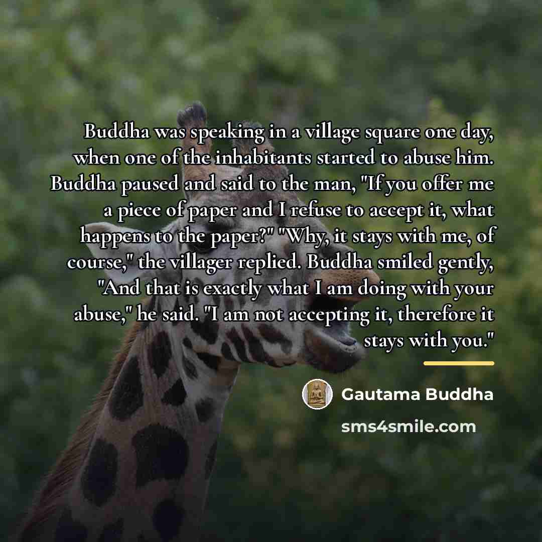 “Buddha was speaking in a village square one day, when…” quote by Gautama Buddha