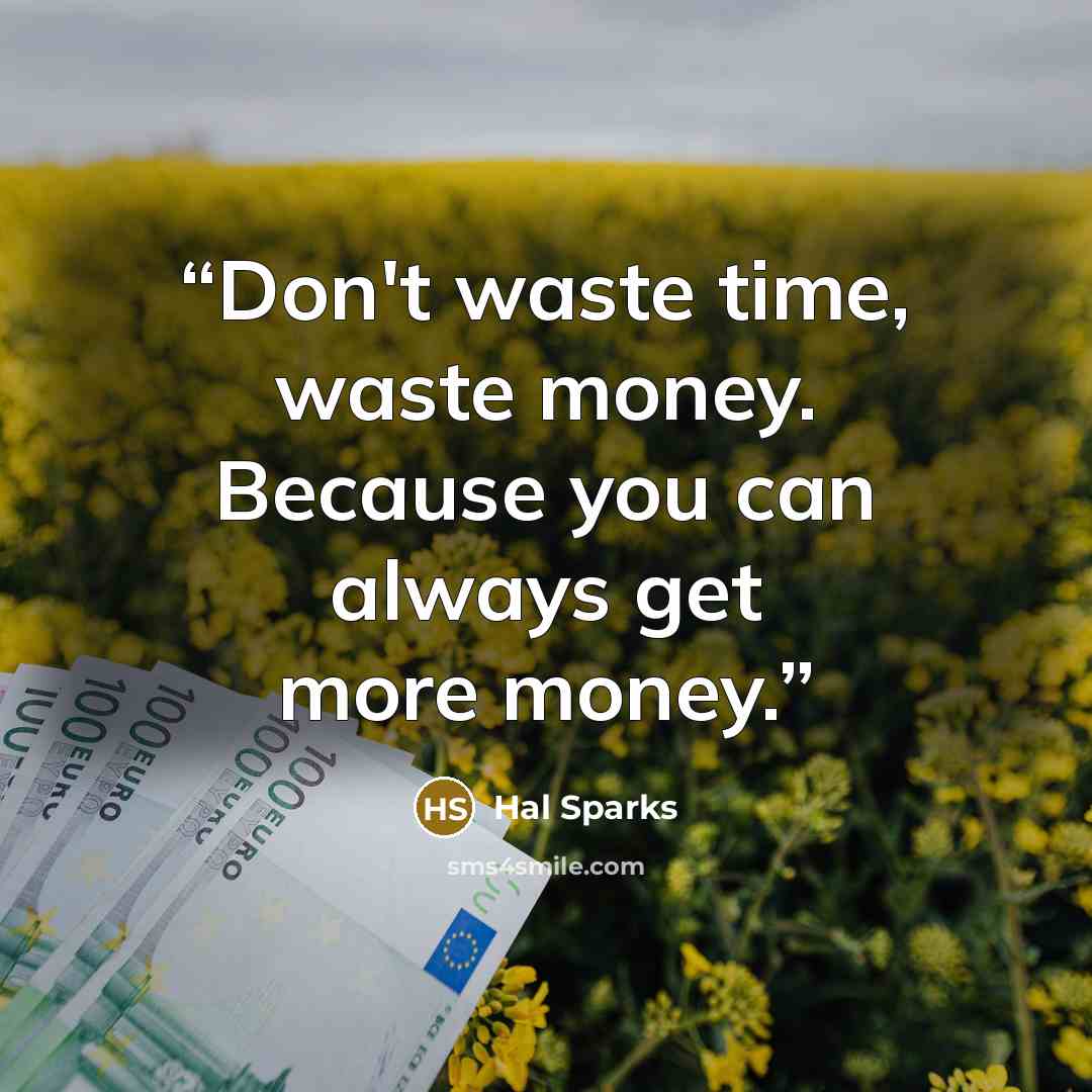 “Don't waste time, waste money. Because you can always get more money.” quote by Hal Sparks