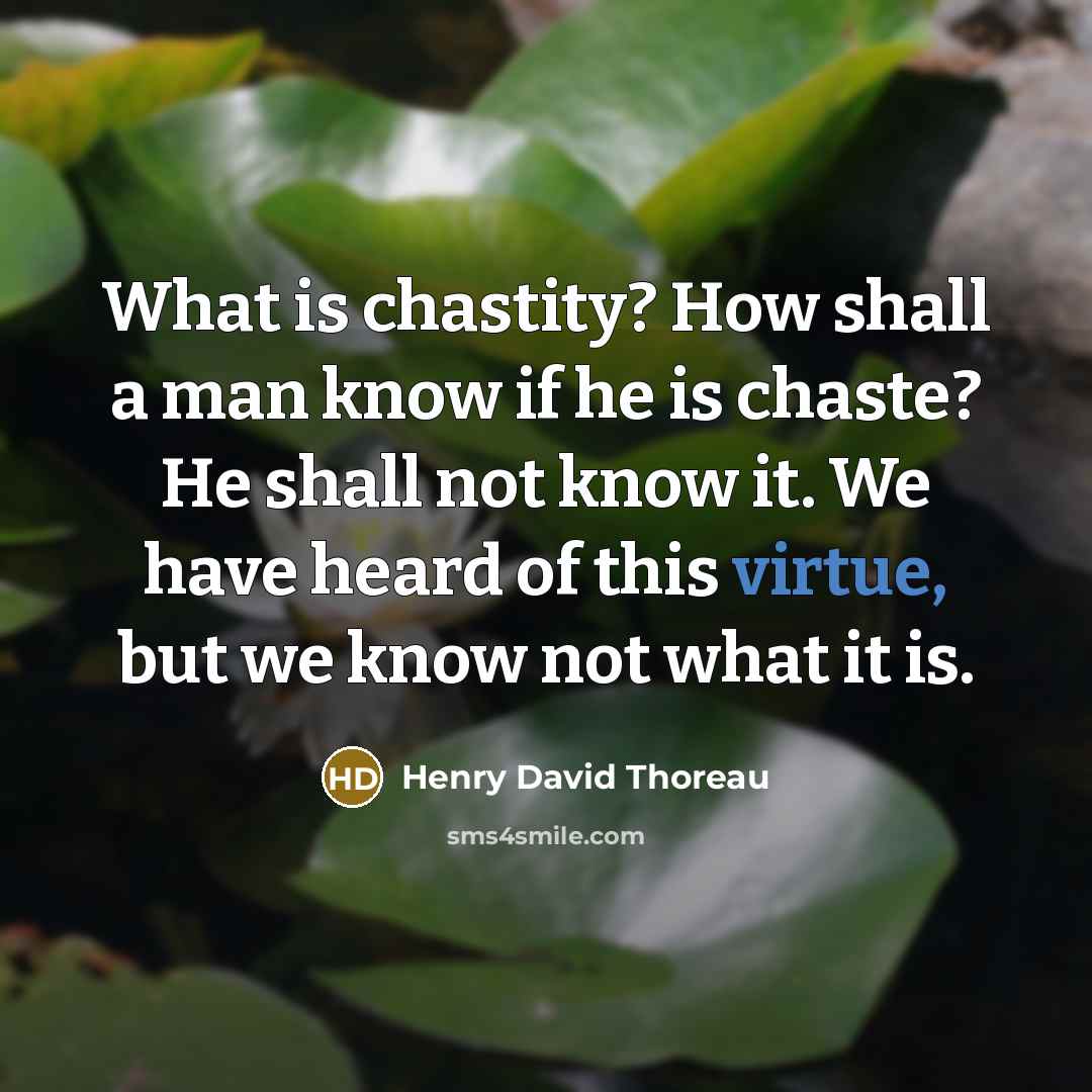 “What is chastity? How shall a man know if he…” quote by Henry David Thoreau