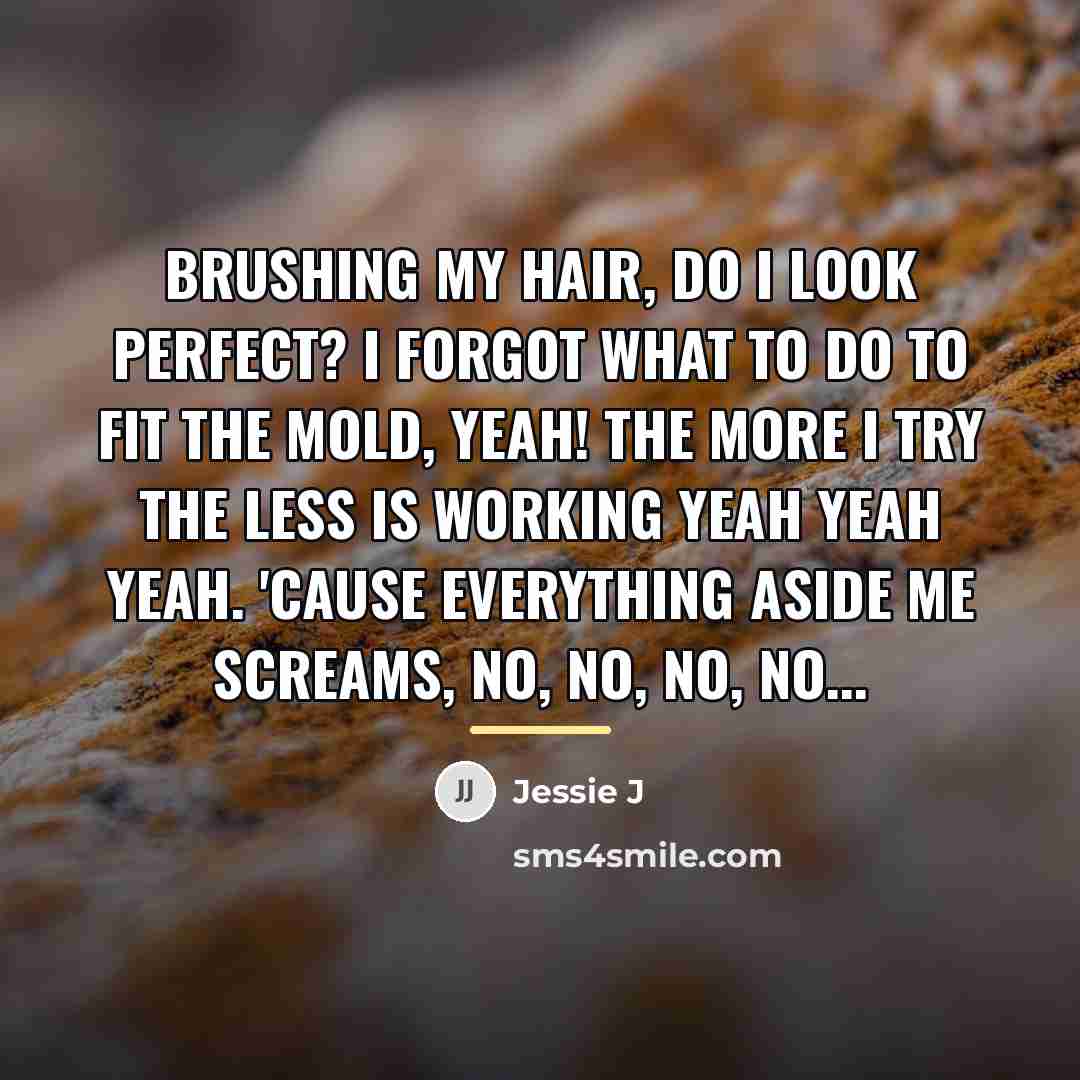 “Brushing my hair, do I look perfect? I forgot what…” quote by Jessie J
