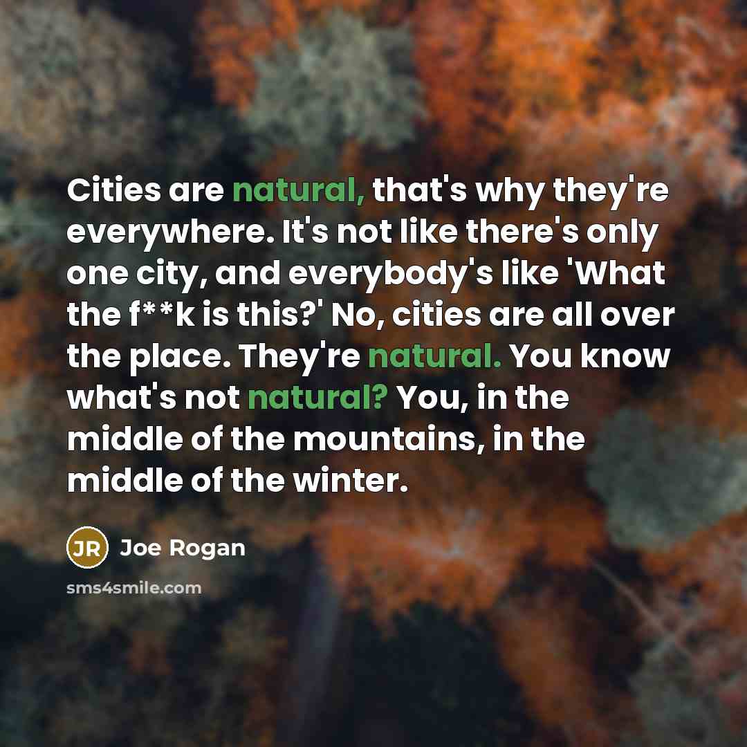 “Cities are natural, that's why they're everywhere. It's not like…” quote by Joe Rogan