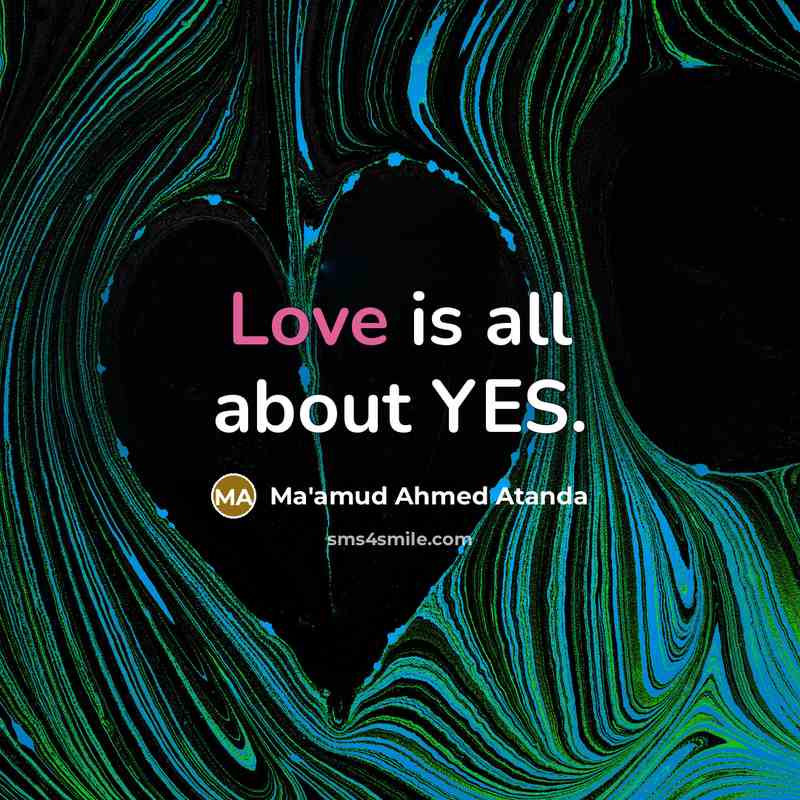 “Love is all about YES.…” quote by Ma'amud Ahmed Atanda