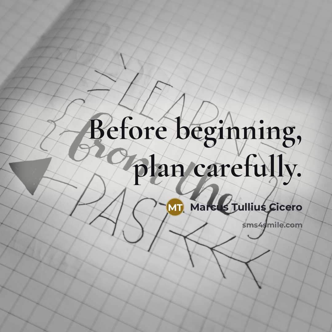 “Before beginning, plan carefully.” quote by Marcus Tullius Cicero