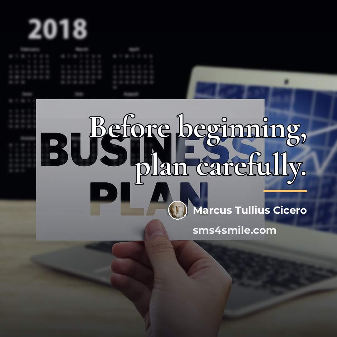 “Before beginning, plan carefully.…” quote by Marcus Tullius Cicero