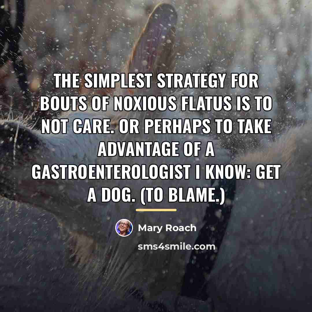 “The simplest strategy for bouts of noxious flatus is to…” quote by Mary Roach