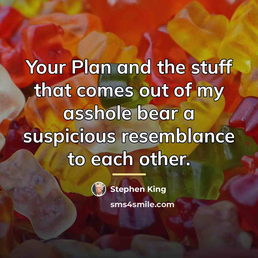 “Your Plan and the stuff that comes out of my…” quote by Stephen King