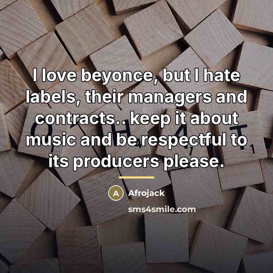 “I love beyonce, but I hate labels, their managers and…” quote by Afrojack