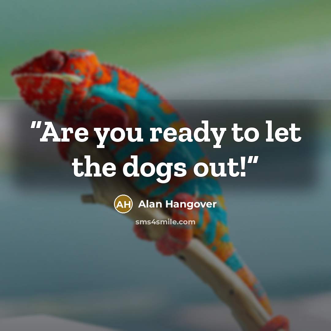 “Are you ready to let the dogs out!” quote by Alan Hangover
