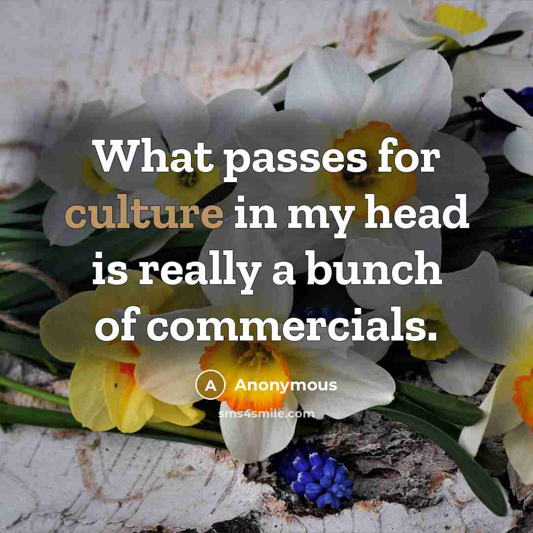 “What passes for culture in my head is really a…” quote by Anonymous