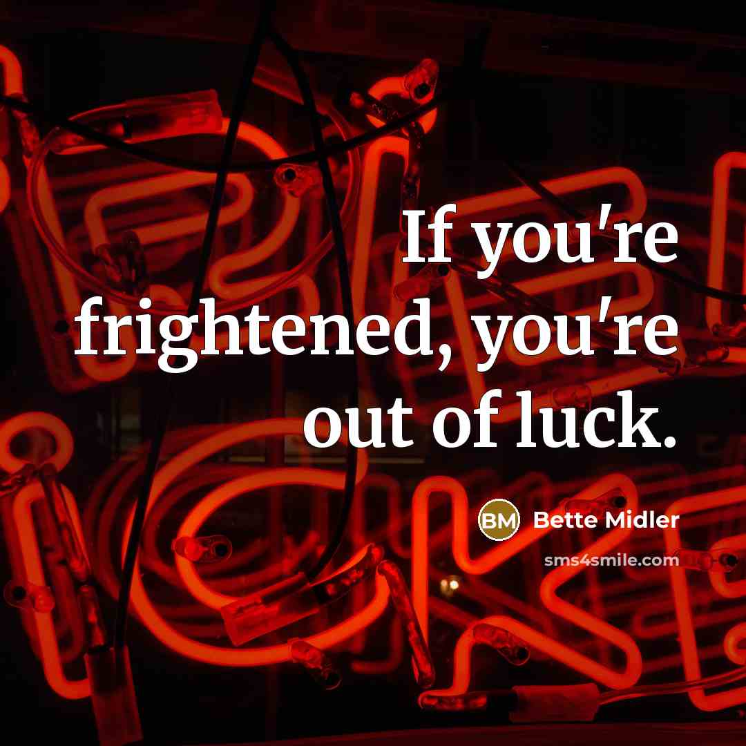 “If you're frightened, you're out of luck.…” quote by Bette Midler