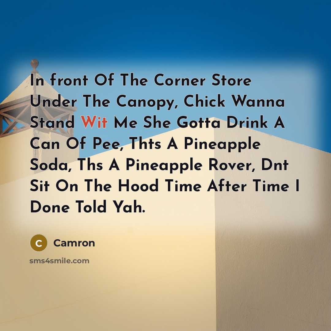 “In front Of The Corner Store Under The Canopy, Chick…” quote by Camron