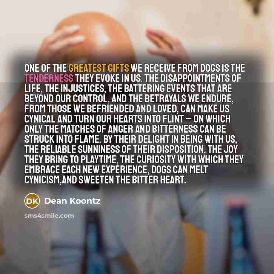“One of the greatest gifts we receive from dogs is…” quote by Dean Koontz