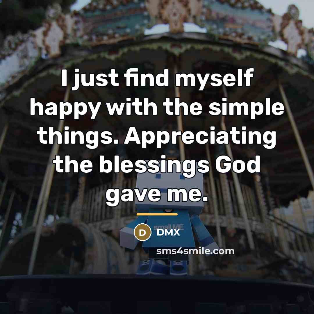“I just find myself happy with the simple things. Appreciating…” quote by DMX