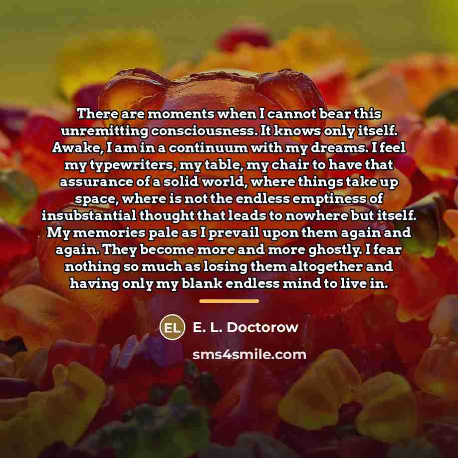“There are moments when I cannot bear this unremitting consciousness.…” quote by E. L. Doctorow