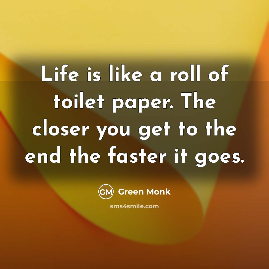 “Life is like a roll of toilet paper. The closer…” quote by Green Monk
