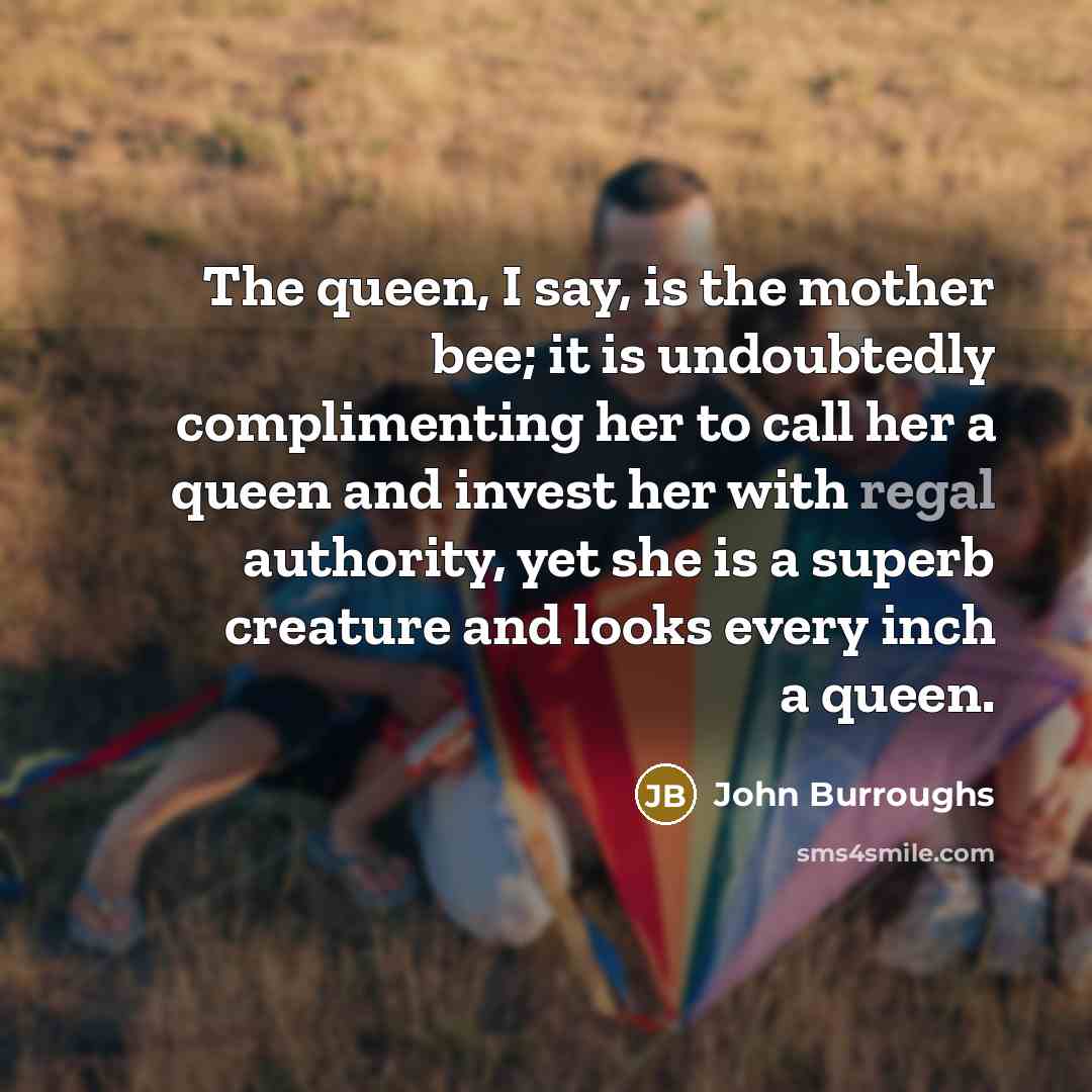 “The queen, I say, is the mother bee; it is…” quote by John Burroughs