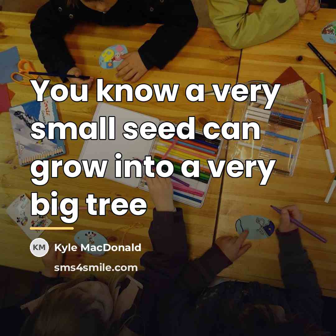 “You know a very small seed can grow into a…” quote by Kyle MacDonald