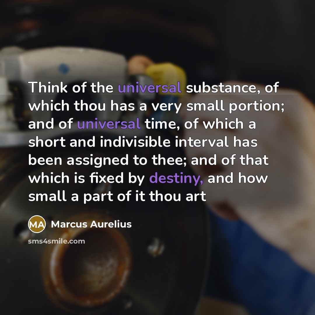 “Think of the universal substance, of which thou has a…” quote by Marcus Aurelius