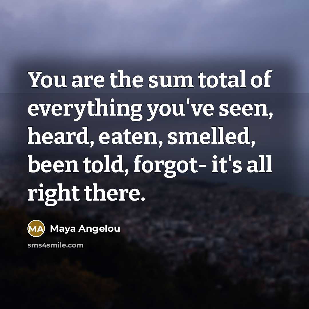 “You are the sum total of everything you've seen, heard,…” quote by Maya Angelou