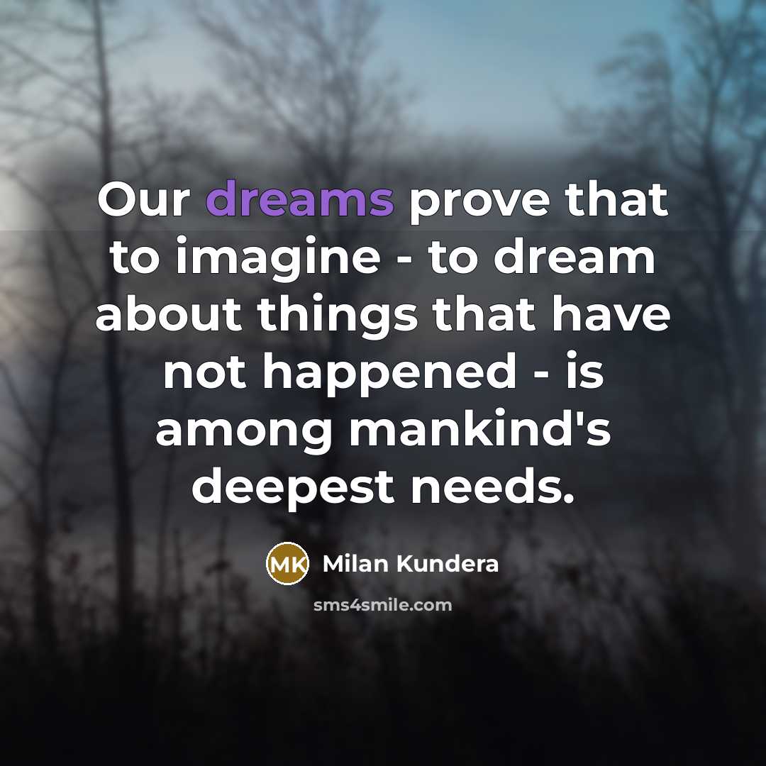 “Our dreams prove that to imagine - to dream about…” quote by Milan Kundera