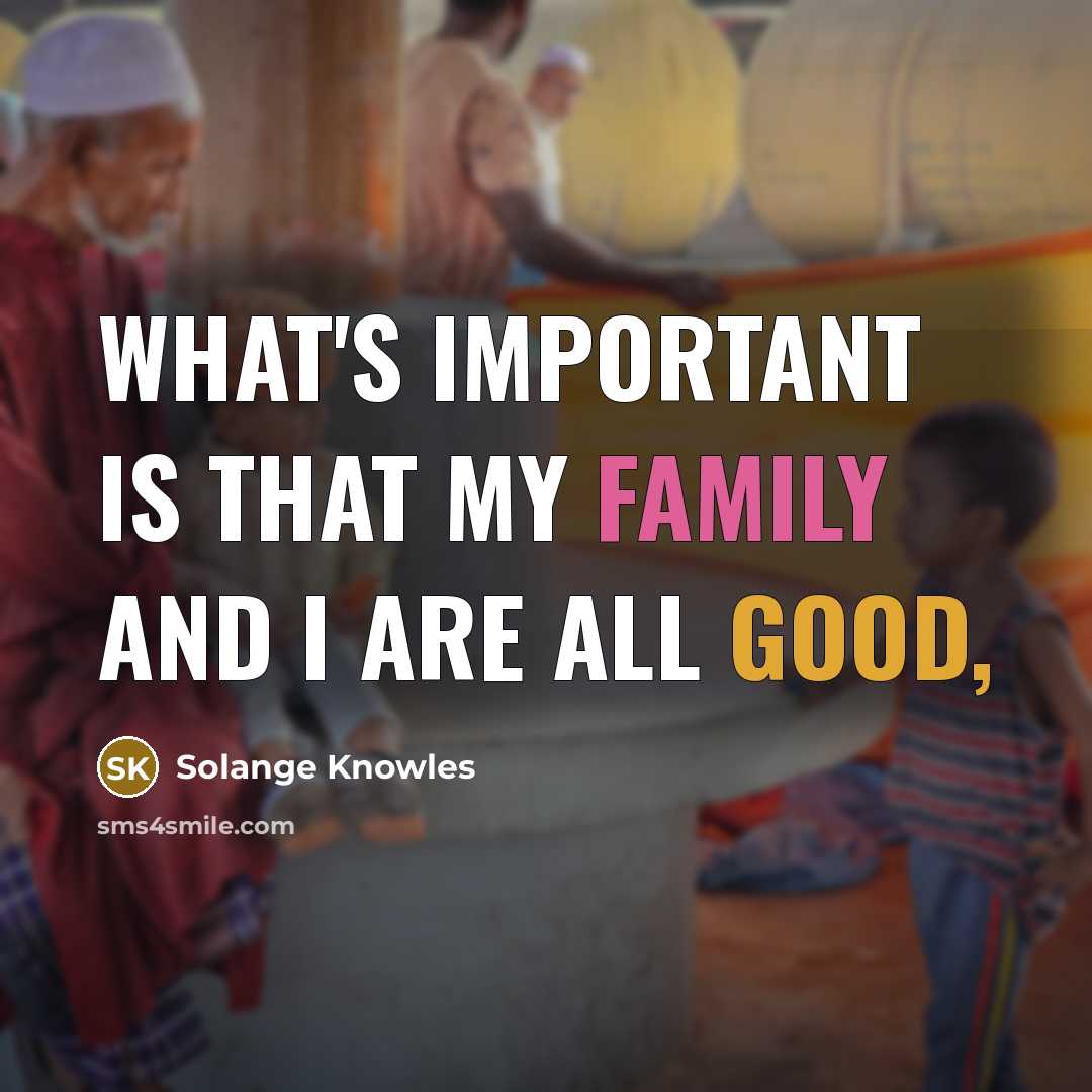 “What's important is that my family and I are all…” quote by Solange Knowles