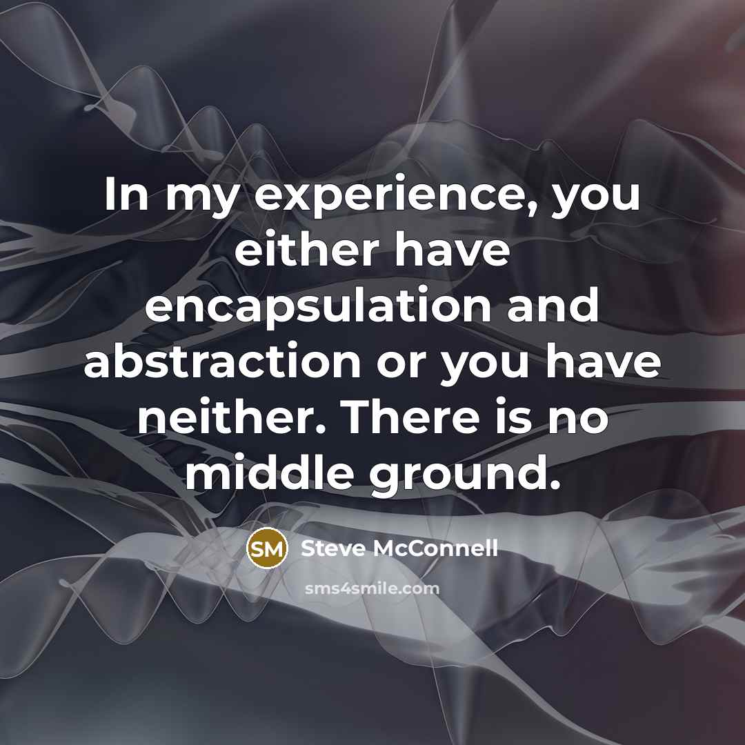 “In my experience, you either have encapsulation and abstraction or…” quote by Steve McConnell