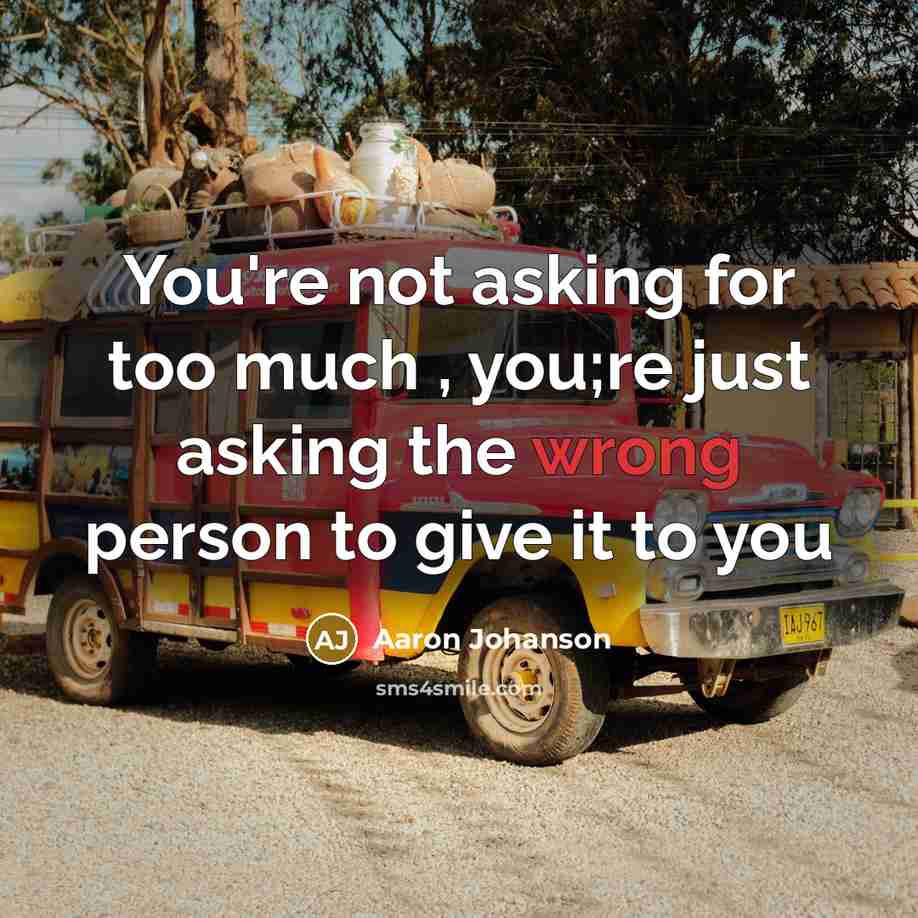 “You're not asking for too much , you;re just asking…” quote by Aaron Johanson