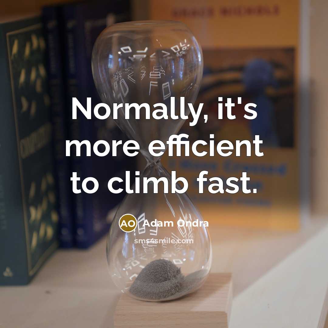 “Normally, it's more efficient to climb fast.…” quote by Adam Ondra