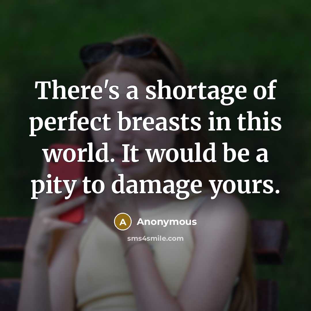 “There's a shortage of perfect breasts in this world. It…” quote by Anonymous