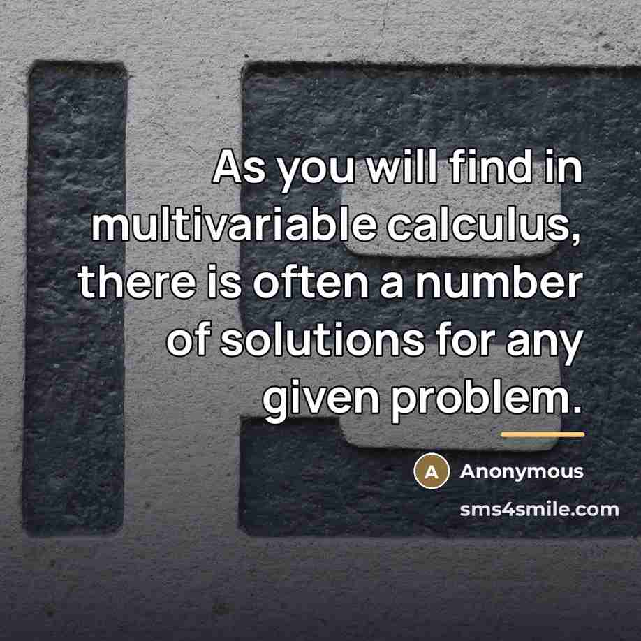 “As you will find in multivariable calculus, there is often…” quote by Anonymous