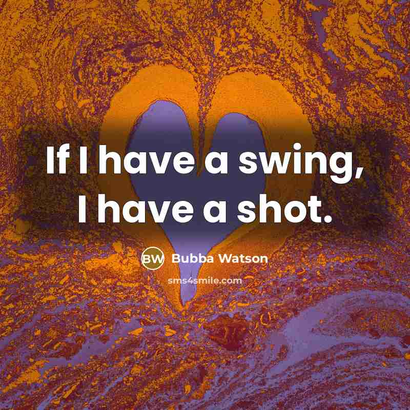 “If I have a swing, I have a shot.…” quote by Bubba Watson