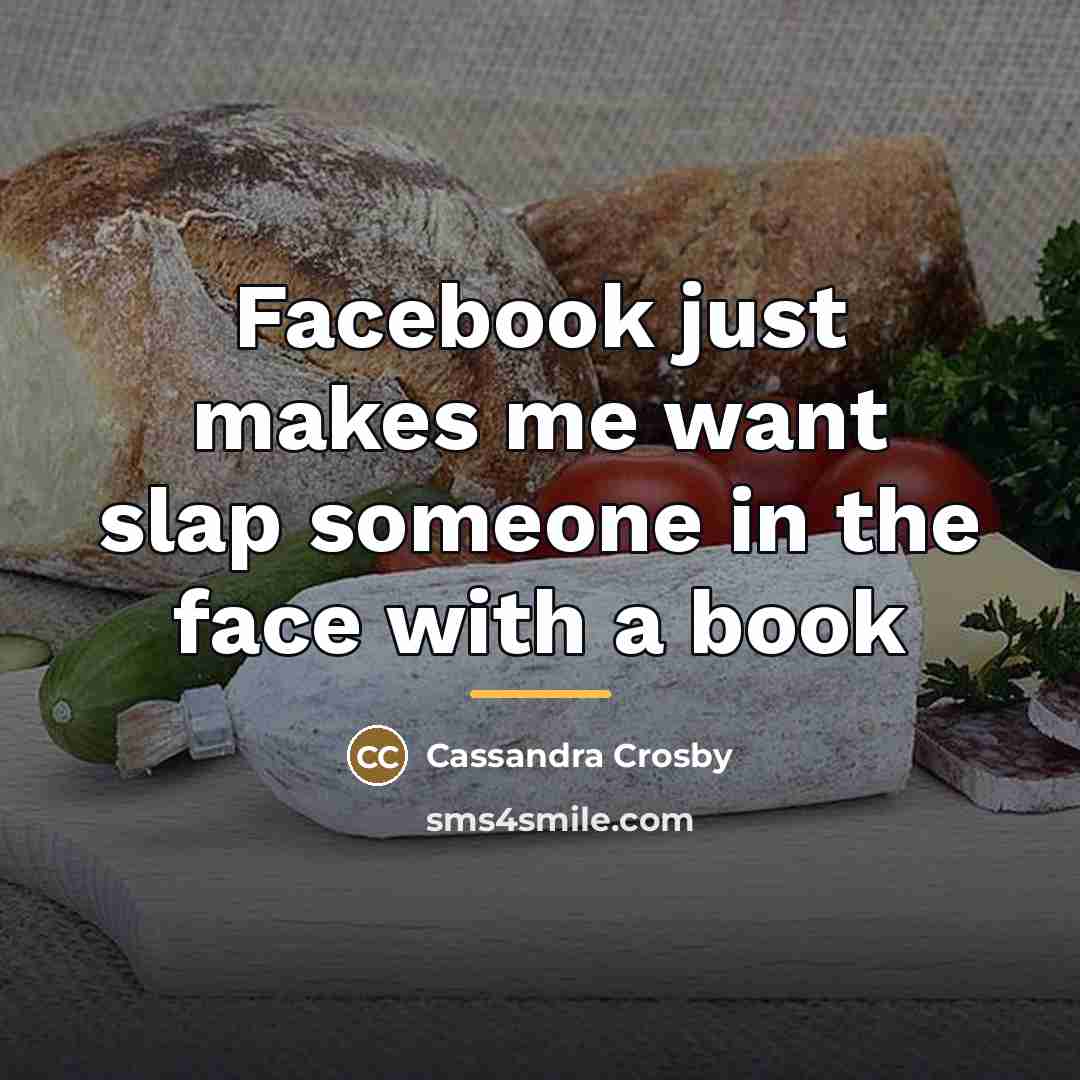 “Facebook just makes me want slap someone in the face…” quote by Cassandra Crosby