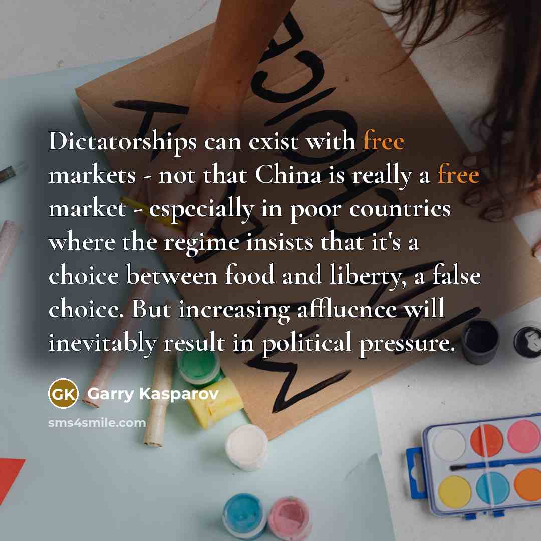“Dictatorships can exist with free markets - not that China…” quote by Garry Kasparov