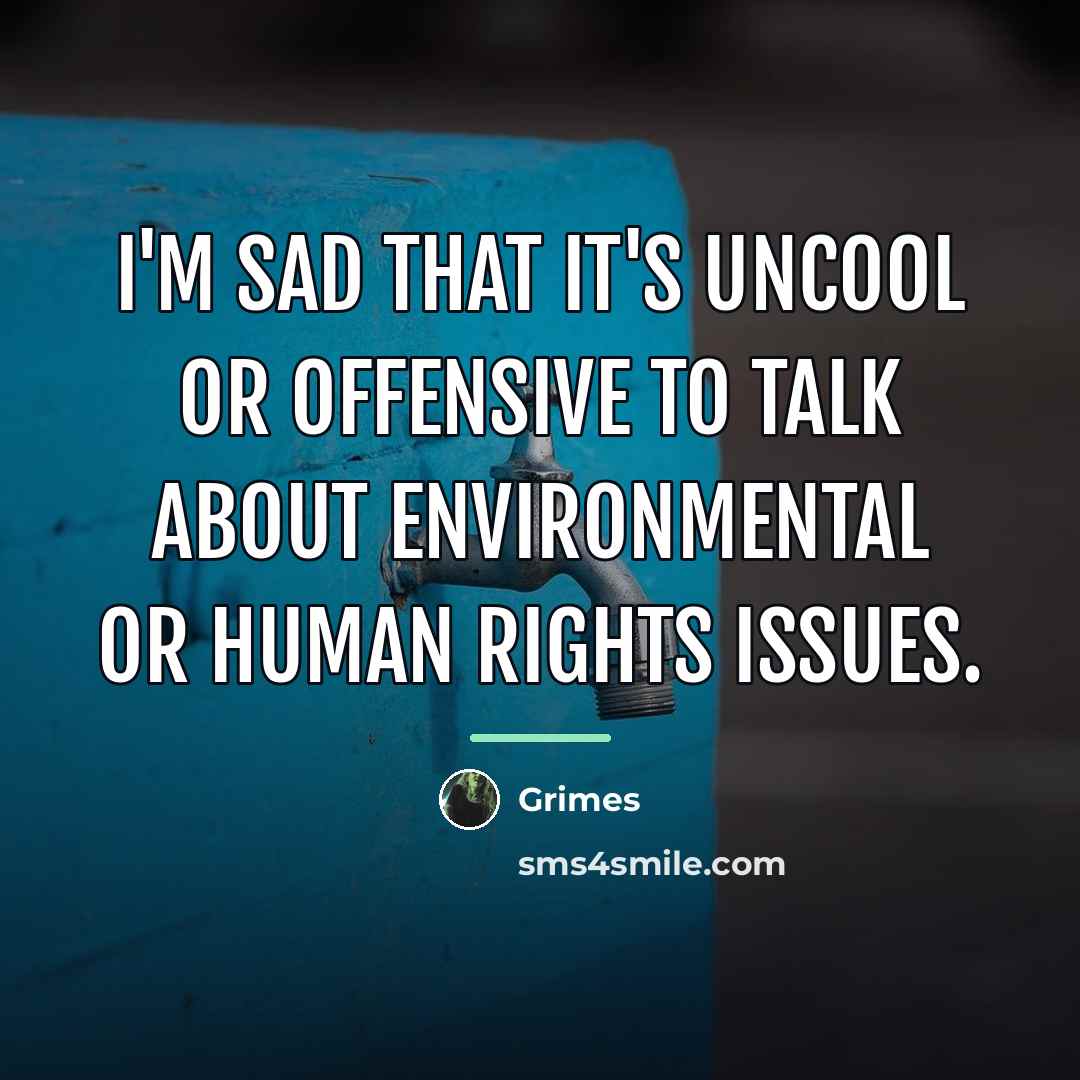 “I'm sad that it's uncool or offensive to talk about…” quote by Grimes