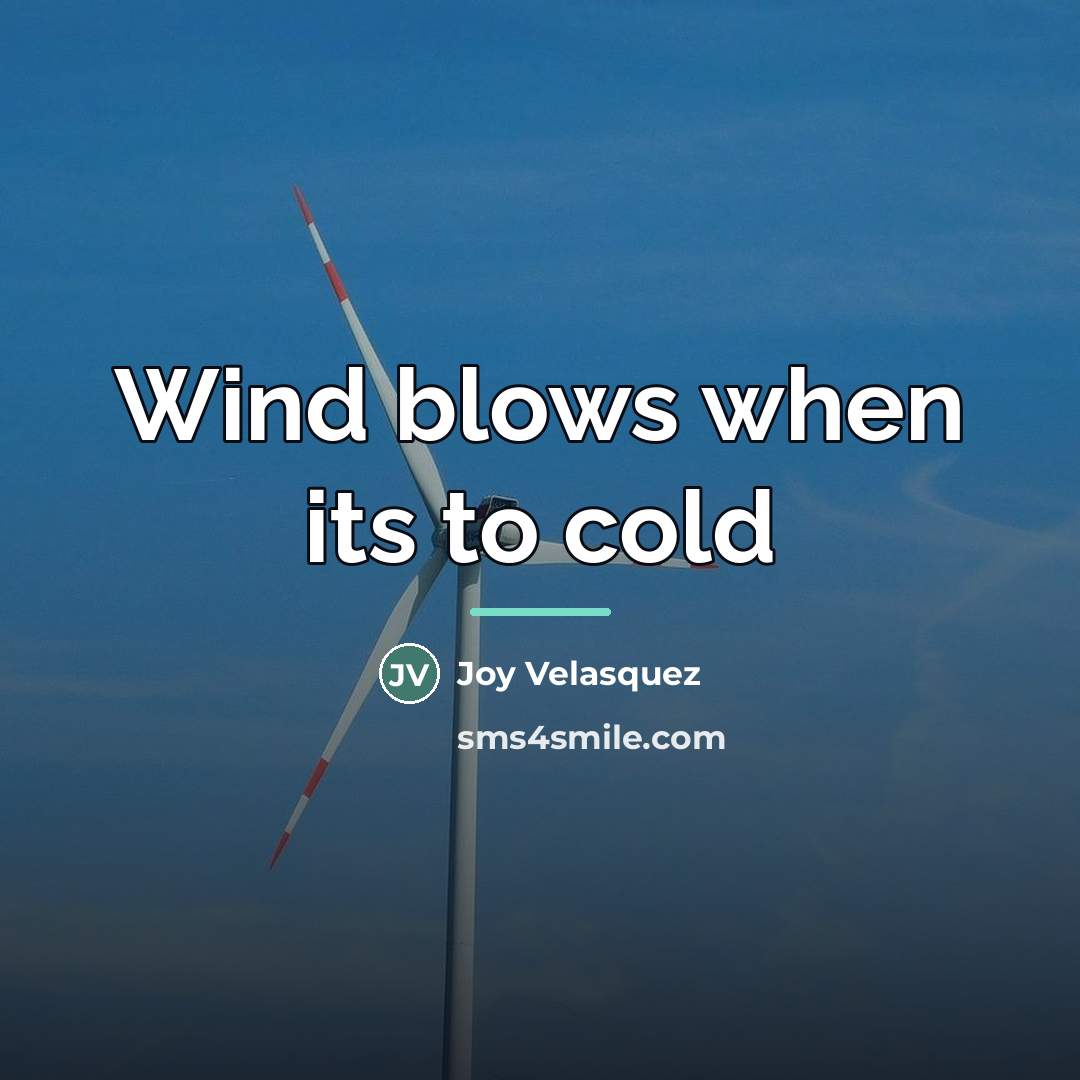 “Wind blows when its to cold…” quote by Joy Velasquez