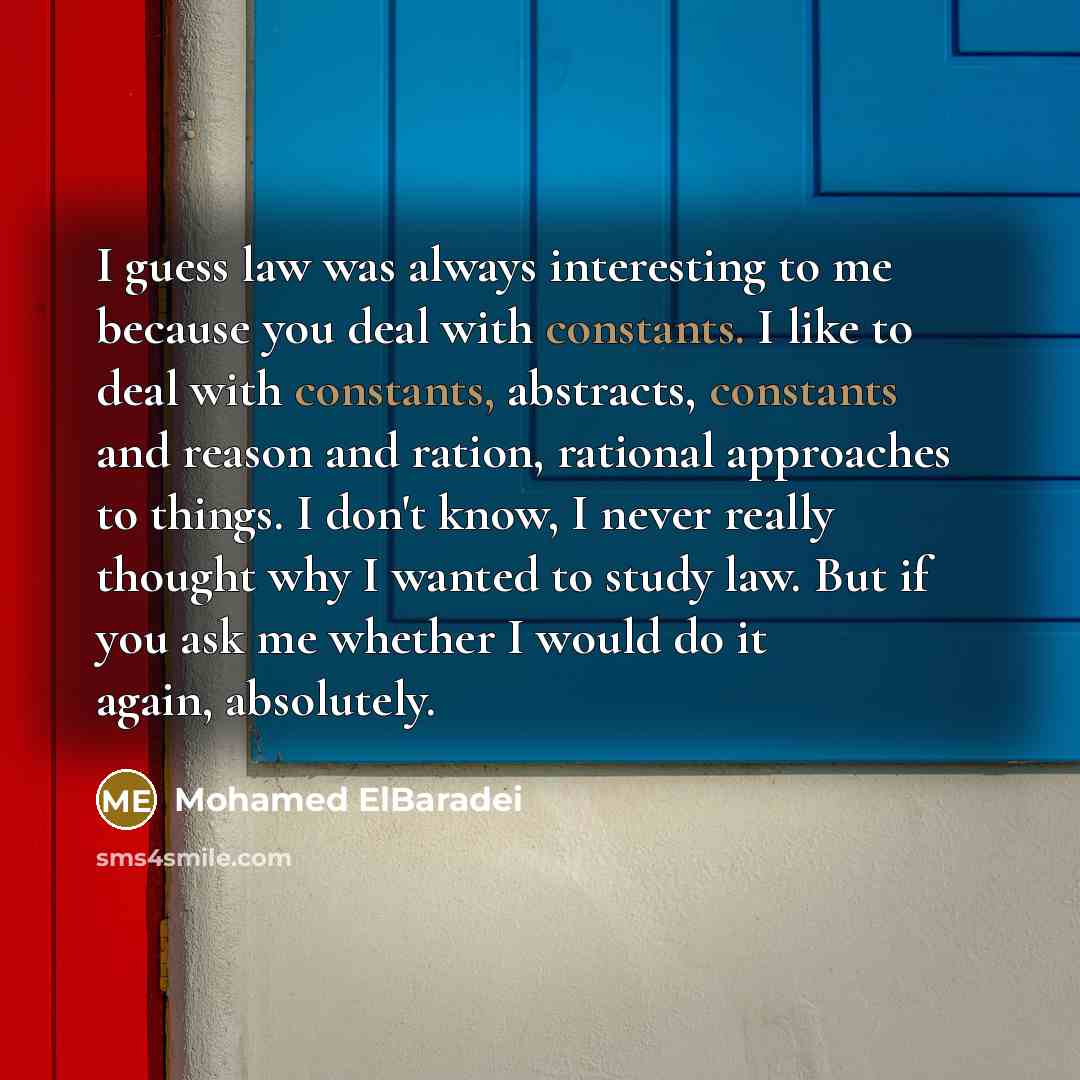 “I guess law was always interesting to me because you…” quote by Mohamed ElBaradei