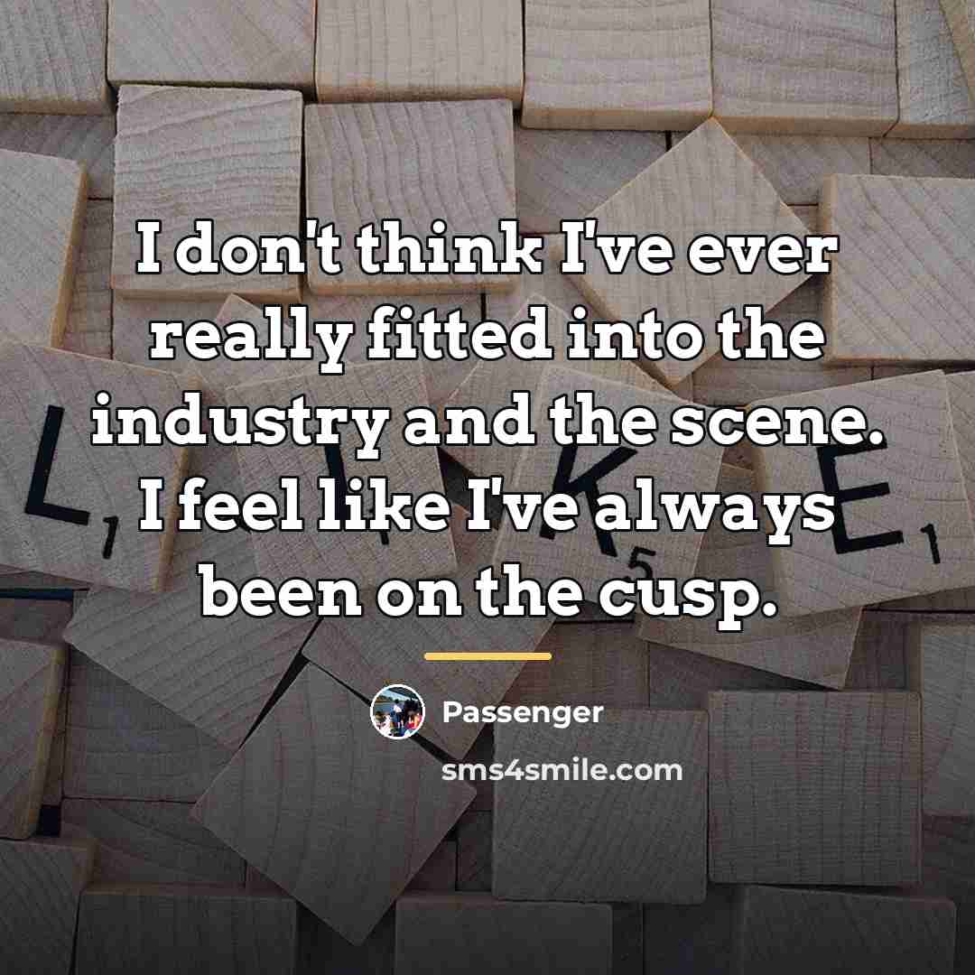 “I don't think I've ever really fitted into the industry…” quote by Passenger