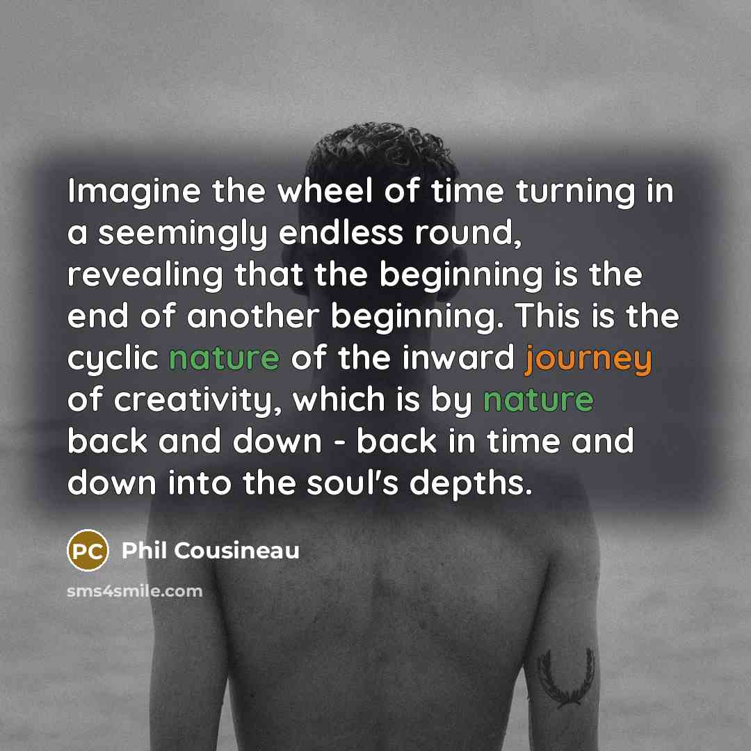 “Imagine the wheel of time turning in a seemingly endless…” quote by Phil Cousineau