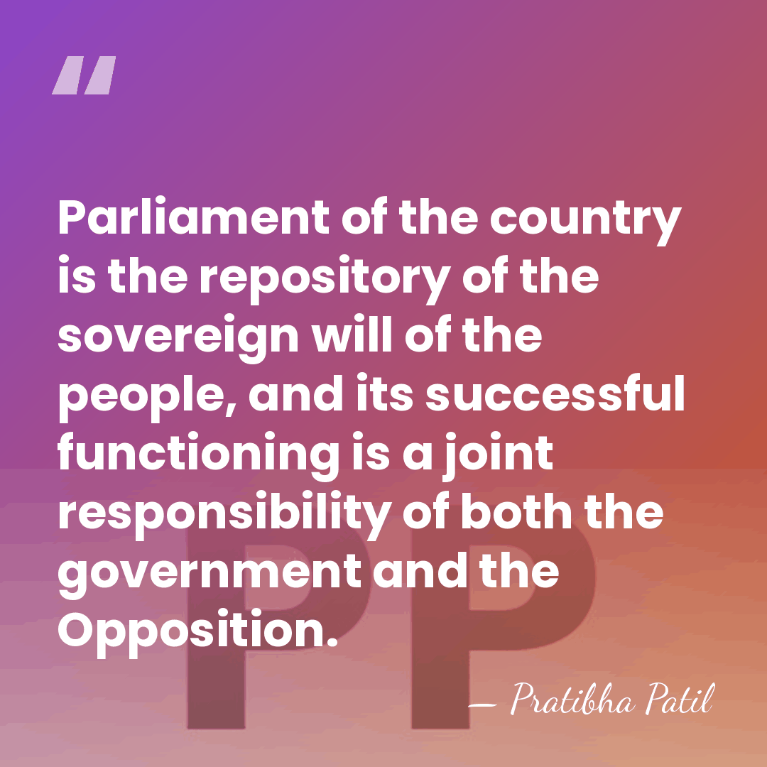 Parliament of the country is the repository of the sovereign will of&hellip; - Pratibha Patil