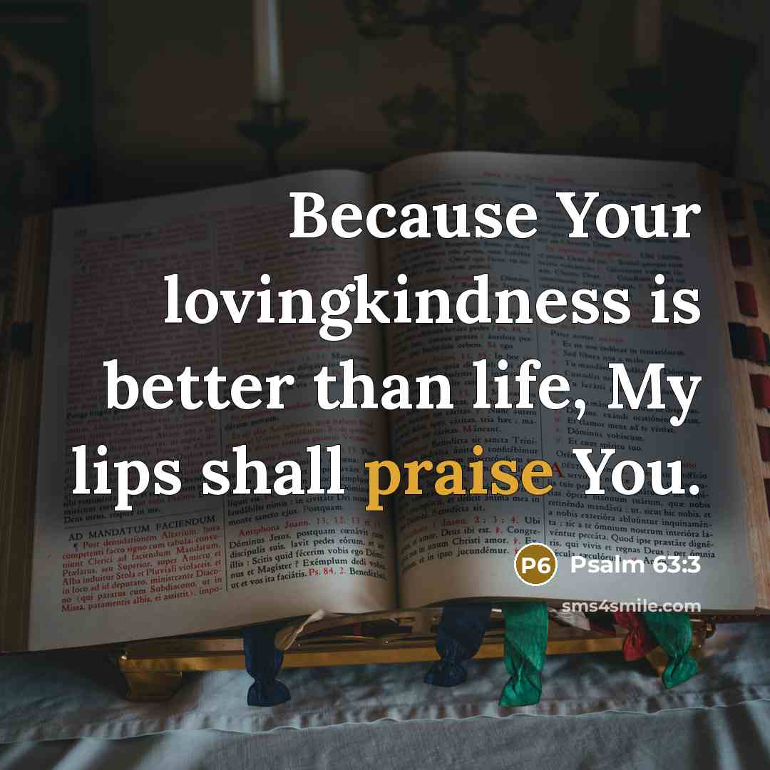 “Because Your lovingkindness is better than life, My lips shall praise You.” quote by Psalm 63:3