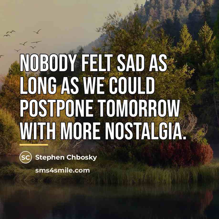 “Nobody felt sad as long as we could postpone tomorrow…” quote by Stephen Chbosky