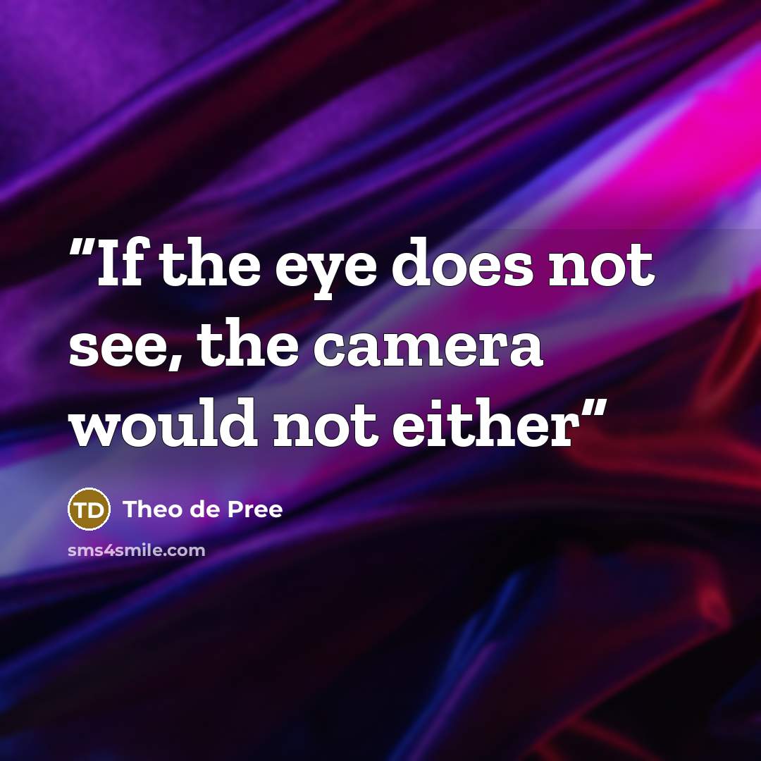 “If the eye does not see, the camera would not either” quote by Theo de Pree
